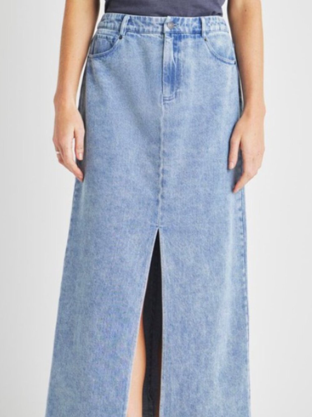 Splendid Denim Jean Maxi Skirt with Slit